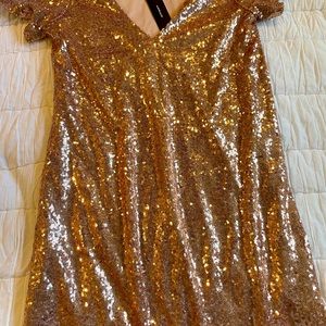 Lulu XS gold swing dress, 32”